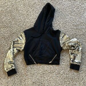 NWT GUESS SEQUIN CROP HOODIE